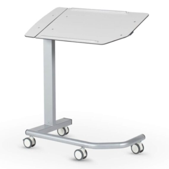 Mobile adjustable height table on wheels